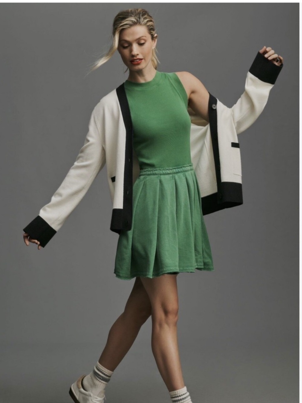 Daily Practice by Anthropologie Pleated Mini Dress in Green - Size M